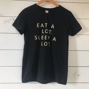 black graphic tee